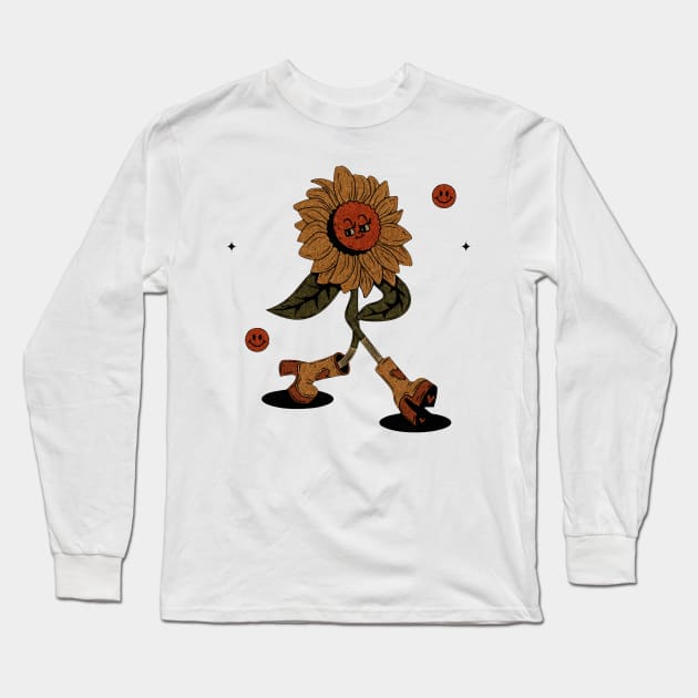 retro flower Long Sleeve T-Shirt by vindips